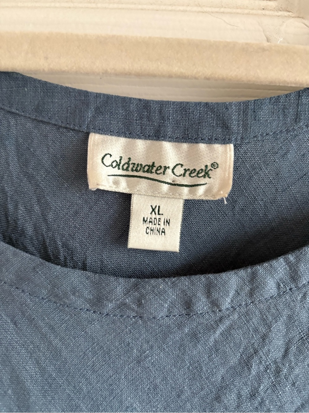 Coldwater Creek Blue 100% Linen Long Boho XL Lagenlook Tank Top Blouse Cruise - Picture 2 of 7